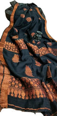 Exclusive Matka Saree, Copper Zari, Black, Festive Indian Wear - Saree - Aakritee - S10583