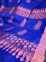 Exclusive Matka Saree, Copper Zari, Blue, Festive Indian Wear - Saree - Aakritee - S10584