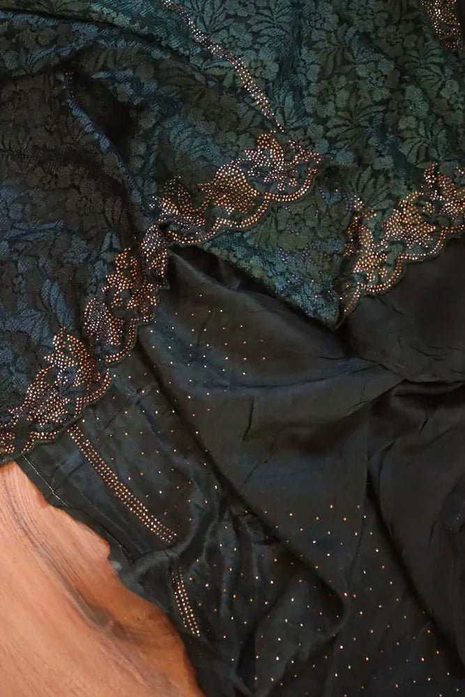 Forest Green Designer Lace Saree - Saree Lace Party Wear Designer Forest Green Diwali S11276 - Saree - Aakritee - S11276