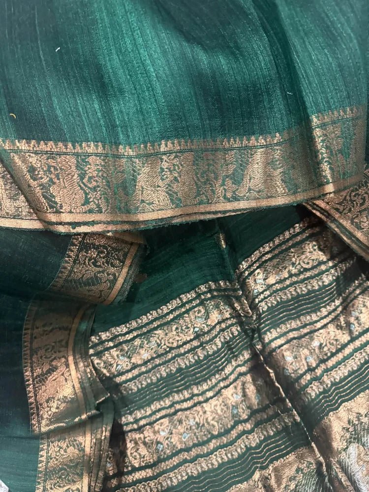 Forest Green Pure Matka Baluchari Saree - Saree Pure Matka Baluchari Festive Diwali Forest Green Traditional S11279 - Saree - Aakritee - S11279