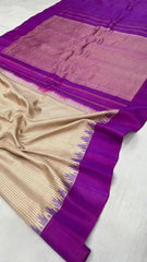 Goldenrod Silk Saree - Saree Pure Silk Handloom Gadwal Dual Tone Goldenrod Festive Pujo Edit Diwali S11133 - Saree - Aakritee - S11133