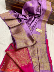 Gorgeous Mauve Dupion Banarasi Silk Saree for Festive Partywear - Saree - Aakritee - S10433