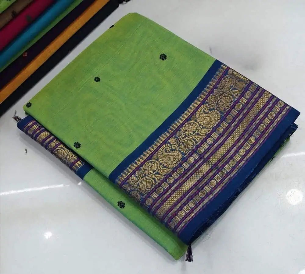 Green Handloom Saree - Pure Handloom Kanchi Cotton Festive Traditional Summer Friendly Dark Sea Green S11069 - Saree - Aakritee - S11069