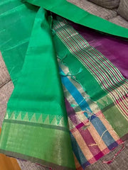 Green Silk Bishnupuri Saree for Casual Wear EOFY - 10% - Saree - Aakritee - S10438