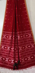 Handloom Cotton Jamdani Saree: Casual Wear, Red S10463 - Saree - Aakritee - S10463