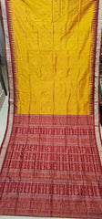 Handloom Silk Bomkai Golden Yellow Saree - Festive Red - Saree - Aakritee - S10538