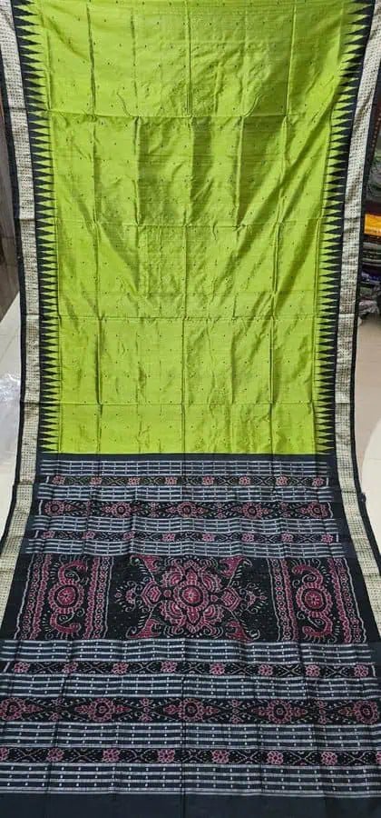 Handloom Silk Bomkai Olive Green Saree Festive Black - Saree - Aakritee - S10540