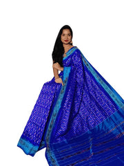 Ikkat Saree, Single Weaving, Festive Blue - Saree - Aakritee - S10556