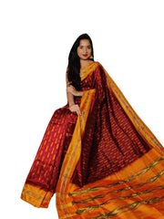 Ikkat Saree, Single Weaving, Festive Maroon - Saree - Aakritee - S10553