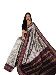 Ikkat Saree, Single Weaving, Festive Steel Grey - Saree - Aakritee - S10554