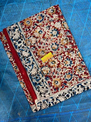 Kalamkari Cotton Saree – Brown Block Print Summer Casual Wear, S10850 - Saree - Aakritee - S10850