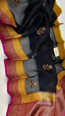Kora Banarasi Saree Ð Black Festive Party Diwali Wear, S10859 - Saree - Aakritee - S10859