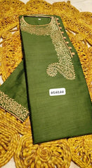 Kurta Punjabi Khadi Silk Embroidery Moss Green Festive Pk00220 - Kurta - Punjabi - Aakritee - PK00220