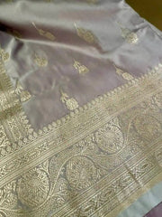 Lavender Silk Saree - Semi Mushroo Silk Banarasi Festive Traditional Lavender S11059 - Saree - Aakritee - S11059