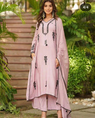 Light Mauve Linen Embroidery Salwar/Kurtis Suit for Festive Wear - Salwar/Kurtis suit - Aakritee - SS00016