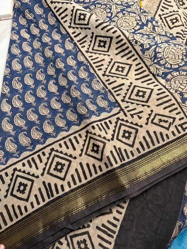 Maheshwari Silk Blue Saree Traditional Casual Wear - Saree - Aakritee - S10550