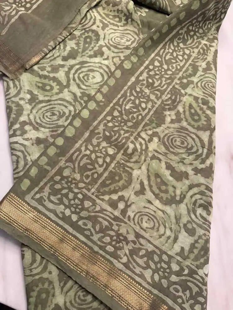 Maheshwari Silk Light Green Saree, Traditional Casual Wear - Saree - Aakritee - S10547