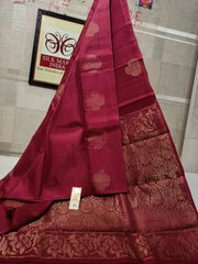 Maroon Soft Silk Kanjeevaram Saree for Partywear - Saree - Aakritee - S10443