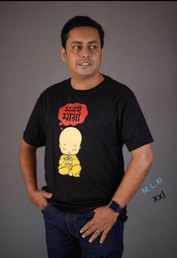 Mens T-shirt_black with print_TS00007 - Aakritee - TS00007