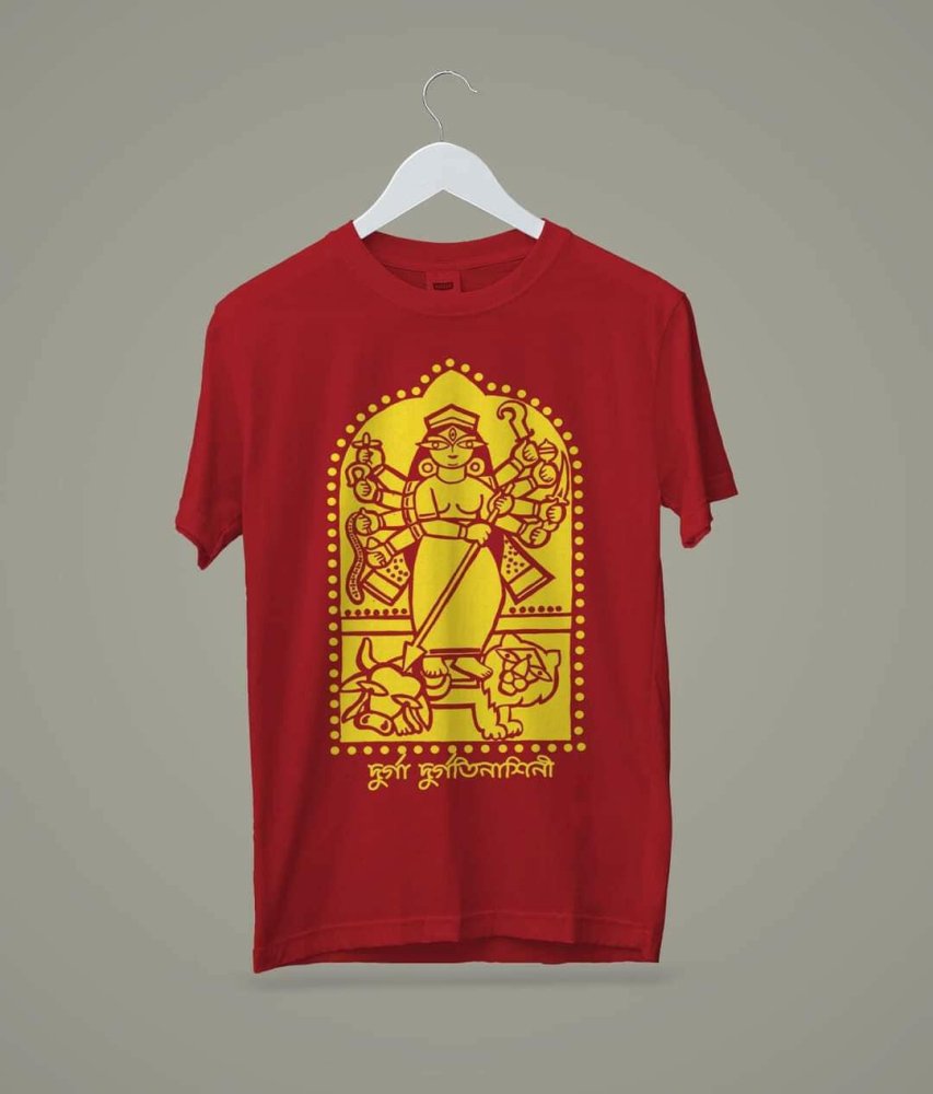 Mens T-shirt_red with print_TS00009 - Aakritee - TS00009