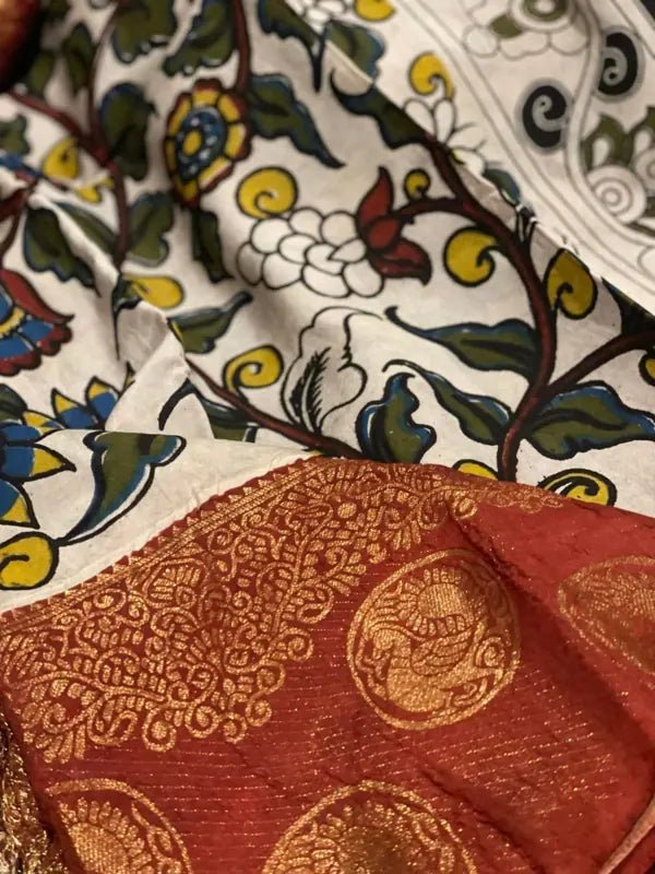 Muga Silk Saree, Kalamkari Print, Festive - Saree - Aakritee - S10575