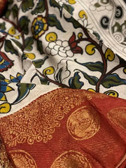 Muga Silk Saree, Kalamkari Print, Festive - Saree - Aakritee - S10575