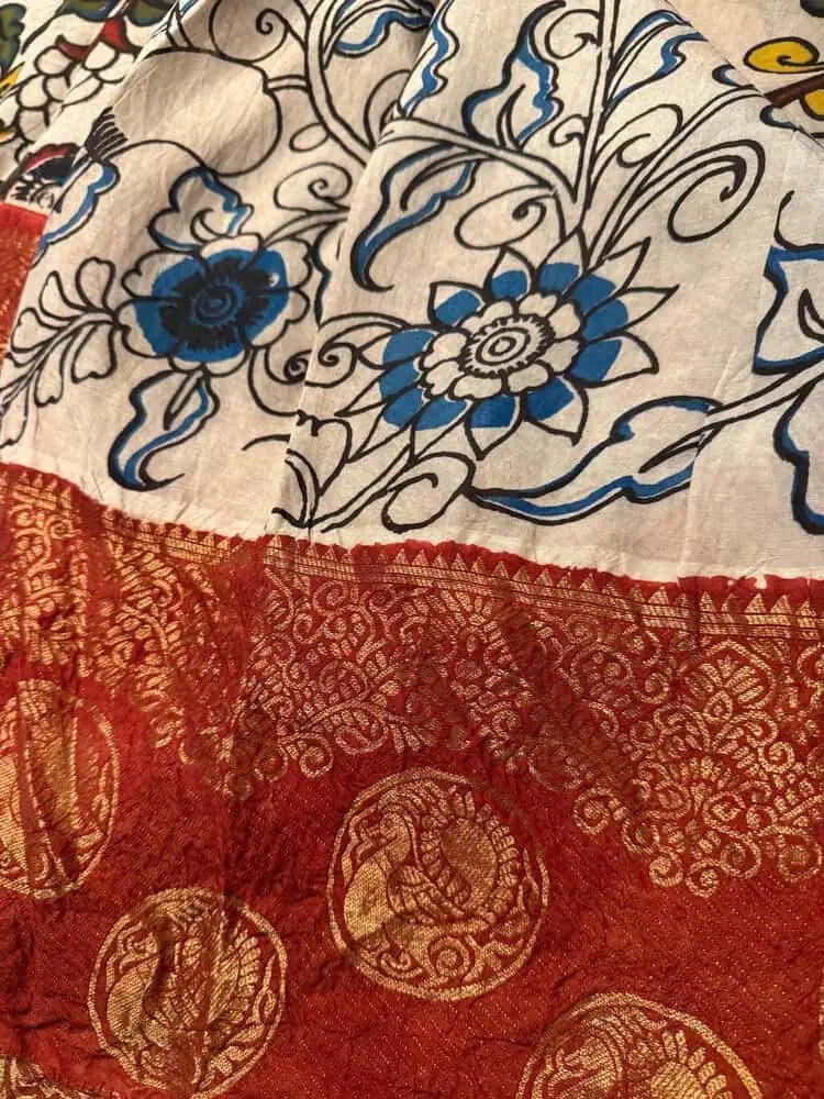 Muga Silk Saree, Kalamkari Print, Festive - Saree - Aakritee - S10575