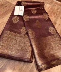 Munga Banarasi Saree: Chocolate, Festive, S10411 - Saree - Aakritee - S10411