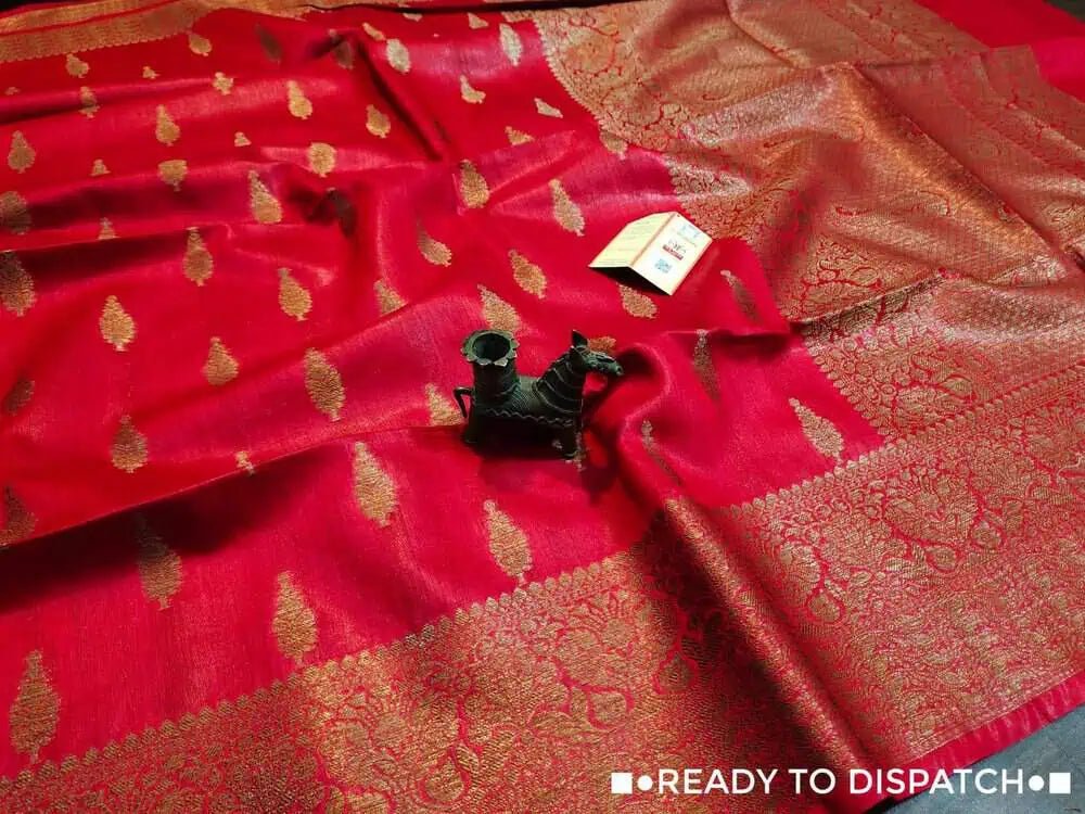 Munga Banarasi Saree: Red, Festive, S10400 EOFY - 15% - Saree - Aakritee - S10400