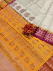 Offwhite Kota Gadwal Cotton Saree: Ethnic Wear, Durga Puja - S10354 - Saree - Aakritee - S10354