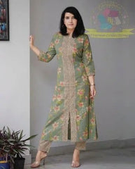 Olive Cotton Casual Salwar/Kurtis Suit with Printed Design - Salwar/Kurtis suit - Aakritee - SS00003