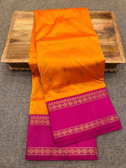 Orange Semi Irkal Saree - Saree Semi Irkal Traditional Festive Diwali Orange S11265 - Saree - Aakritee - S11265