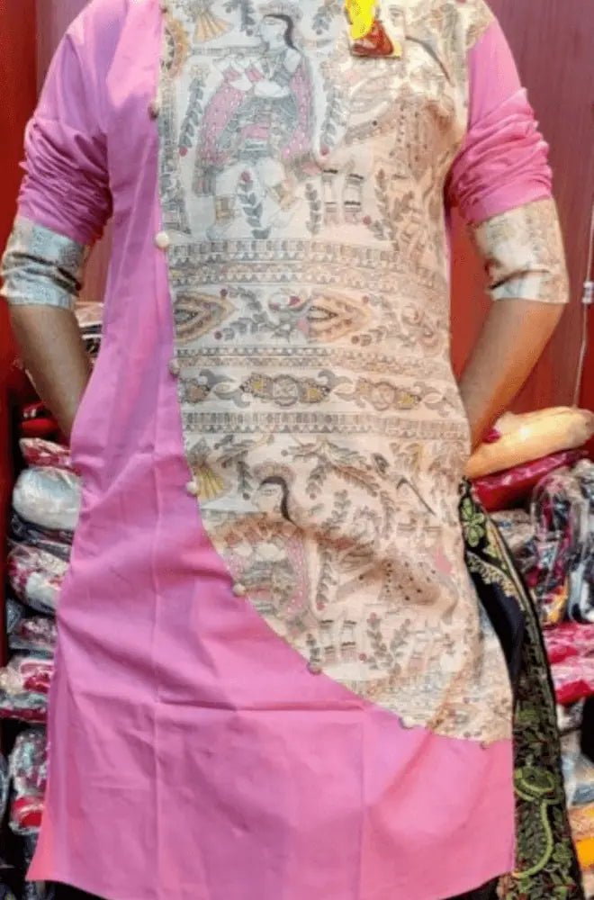 Punjabi Cotton Madhubani Pink PK00152 - Kurta - Punjabi - Aakritee - PK00152