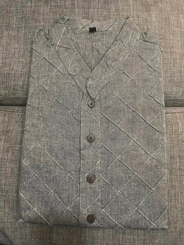 Punjabi_Cotton self block_Grey_Size 42_Price - AUD 55_gray_PK10042 - Kurta - Punjabi - Aakritee - PK10042