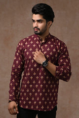 Punjabi_Kurta_maroon_PK10111 - Kurta - Punjabi - Aakritee - PK10111