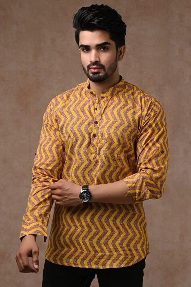 Punjabi_Kurta_yellow_PK10110 - Kurta - Punjabi - Aakritee - PK10110