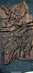 Pure Gini Matka Saree – Brown Festive Durga Pujo Party Wear, S10862 - Saree - Aakritee - S10862