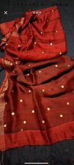 Pure Gini Matka Saree – Fire Brick Festive Party Wear, S10863 - Saree - Aakritee - S10863