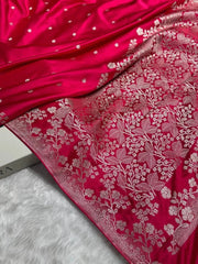 Red Mashru Banarasi Saree - Saree Mashru Banarasi Traditional Festive Pujo Edit Diwali Red S11242 - Saree - Aakritee - S11242
