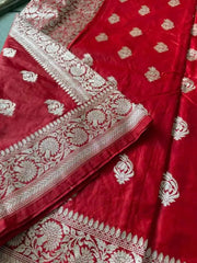 Red Mushroo Banarasi Saree Ð Wedding & Festive Elegance - Saree - Aakritee - S10761