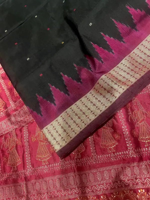 Sambalpuri Bomkai Silk Saree, Exclusive, Festive Black, Indian Wear - Saree - Aakritee - S10580