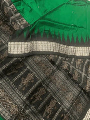 Sambalpuri Bomkai Silk Saree, Exclusive, Festive Green, Indian Wear - Saree - Aakritee - S10577