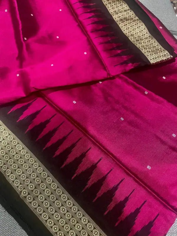 Sambalpuri Bomkai Silk Saree, Exclusive, Festive Magenta, Indian Wear - Saree - Aakritee - S10578