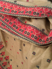 Sandy Brown Assam Silk Cotton Saree - Saree Assam Silk Cotton Sandy Brown Festive Pujo Edit Diwali S11245 - Saree - Aakritee - S11245