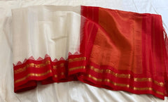 saree - 1 - cotton - gadwal - silk - pallu - red - s10015 - Saree - Aakritee - S10016