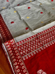 saree - 1 - cotton - silk - assam - handloom - red - s10091 EOFY - 15% - Saree - Aakritee - S10092