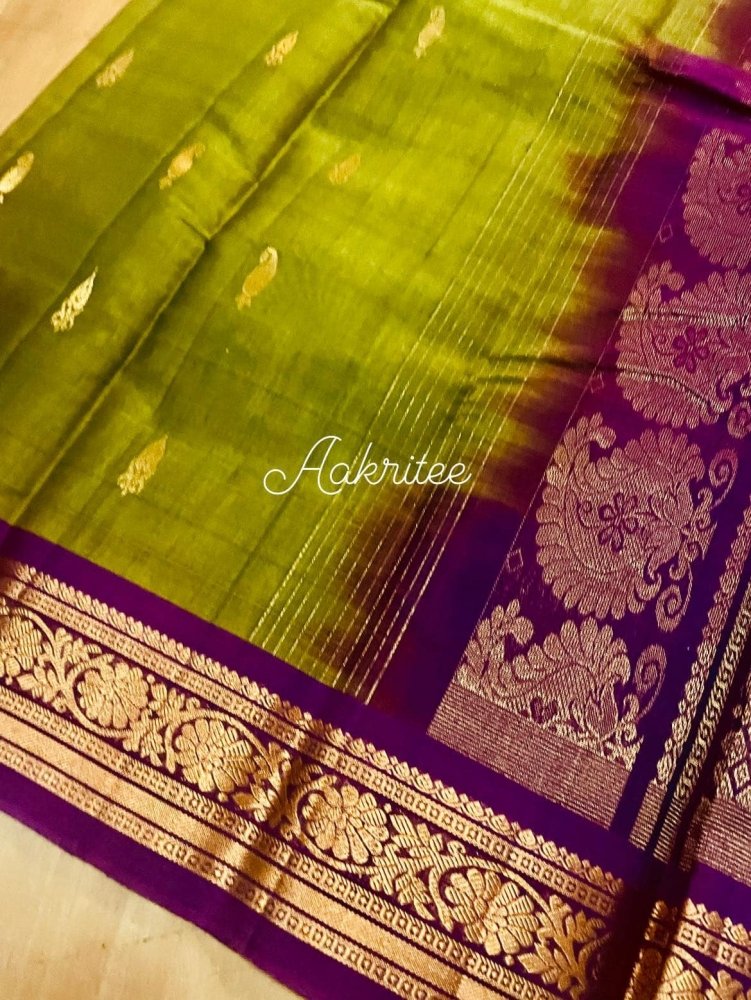 saree - 1 - gadwal - sico - green - s10092 - Saree - Aakritee - S10093