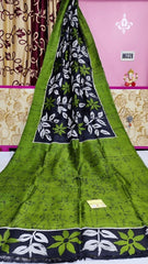 saree - 1 - silk - murshidabad - hand - batik - green - s10043 - Saree - Aakritee - S10044