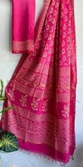 saree - chanderi - cotton - pink - s10111 - Saree - Aakritee - S10112