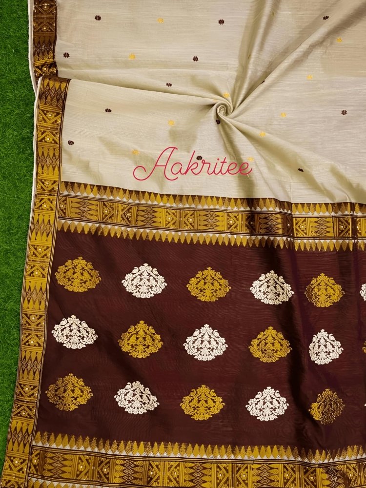 saree - cotton - assam - offwhite - s10007 EOFY - 15% - Saree - Aakritee - S10008